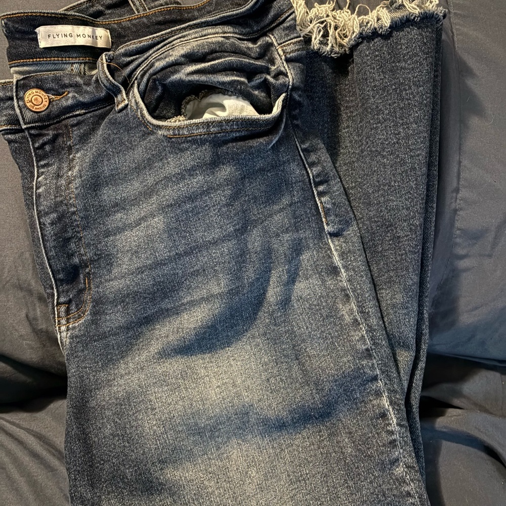 Flying Monkey Frayed Hem Denim Jeans